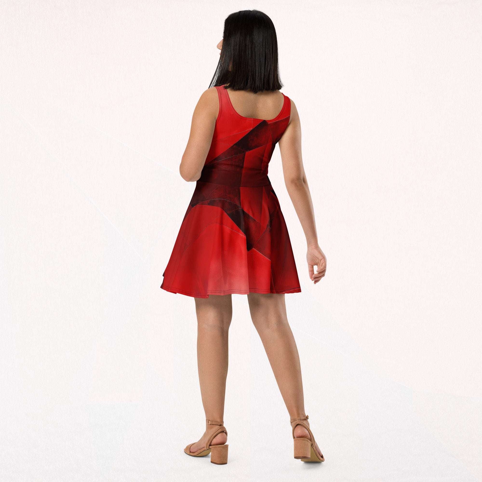 Women's Deep Red Skater Dress (No.04)