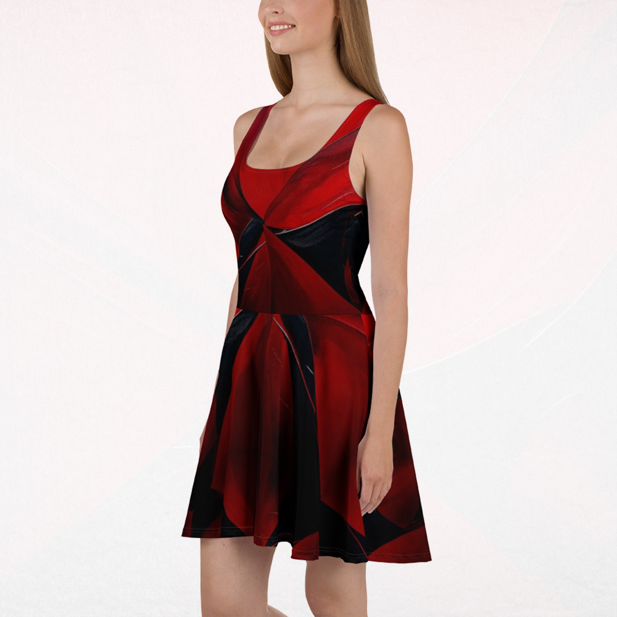 Women's Deep Red Skater Dress (No.05)