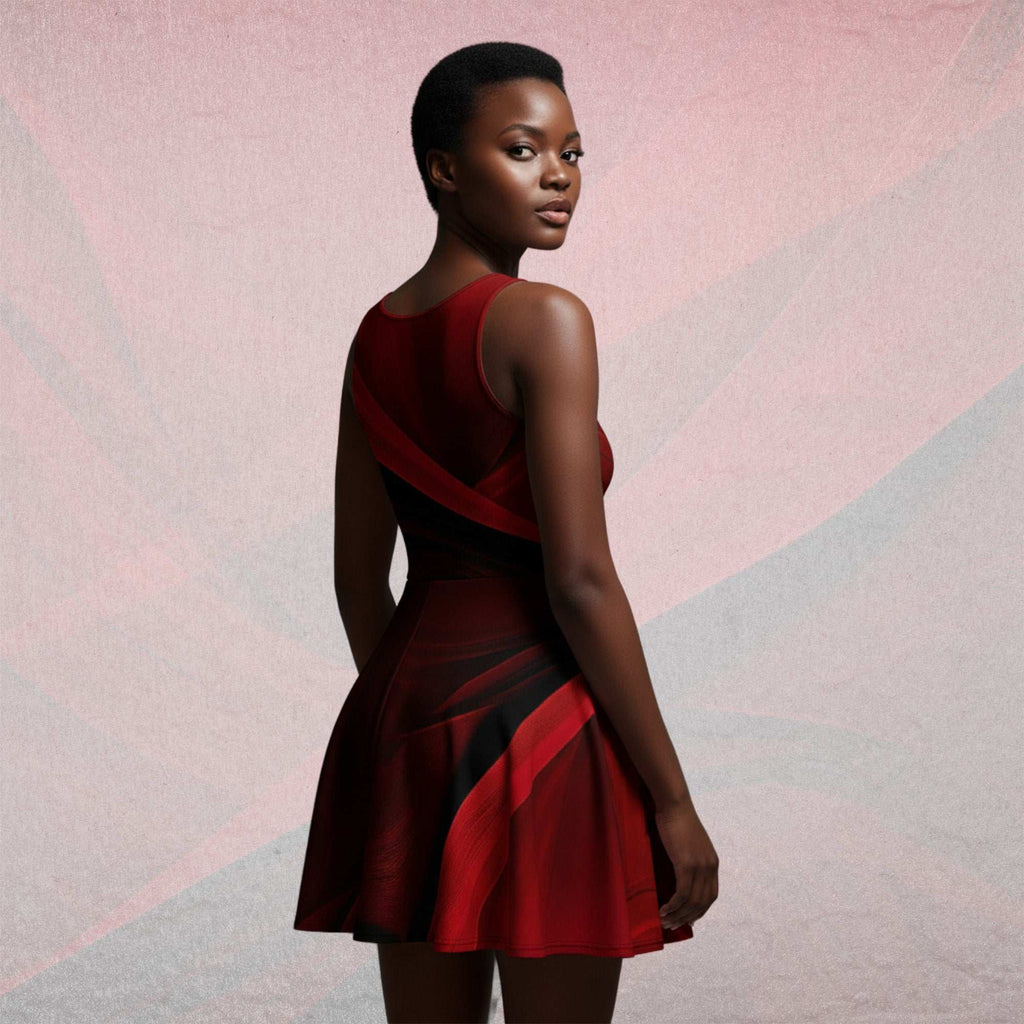 Women's Deep Red Skater Dress (No.06)