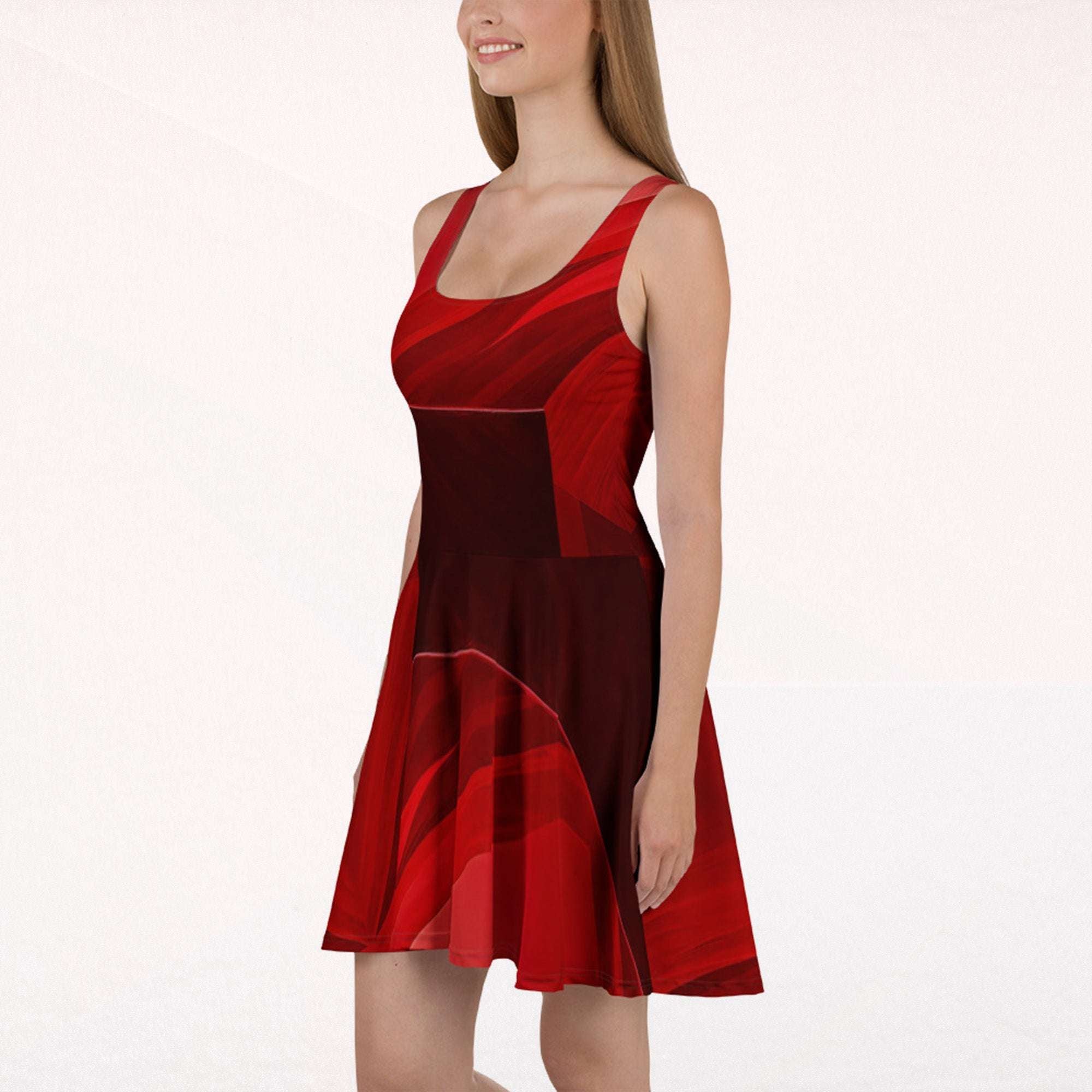 Women's Deep Red Skater Dress (No.07)