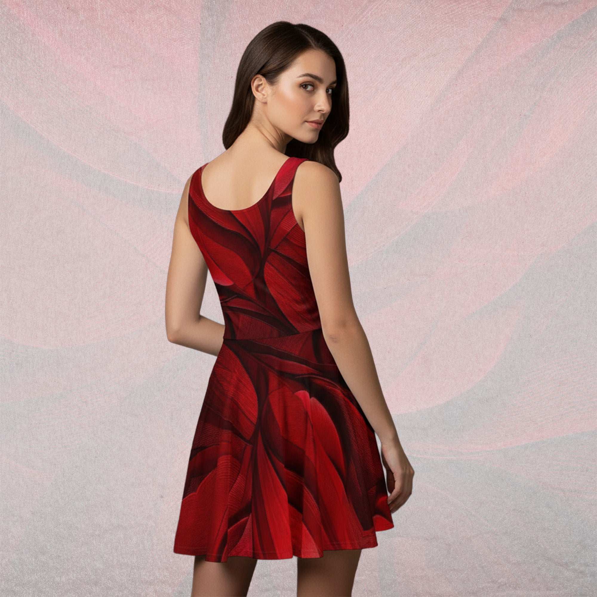 Women's Deep Red Skater Dress (No.09)