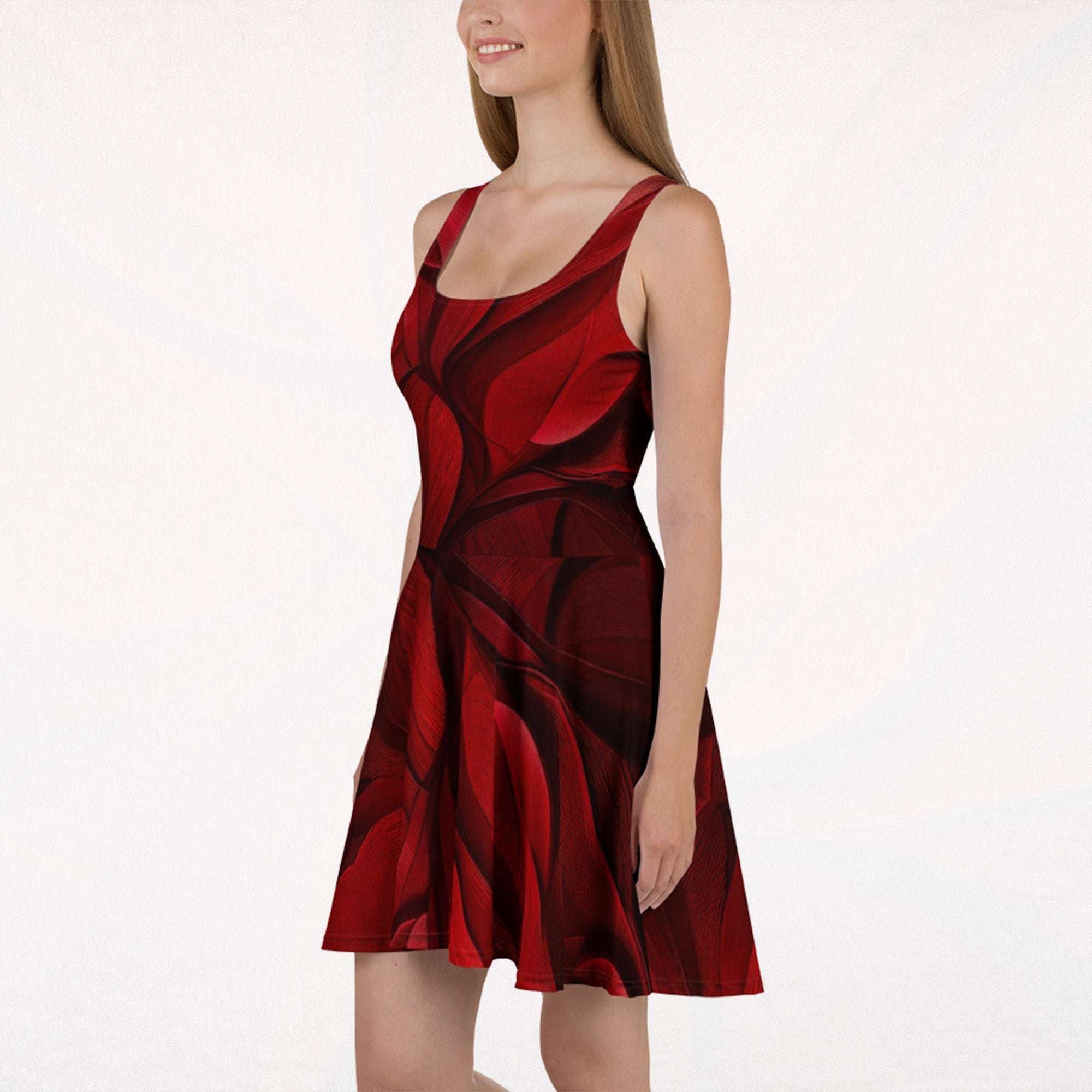red silk skater dress Washed satin crepe cami skater dress-id.cc60166a