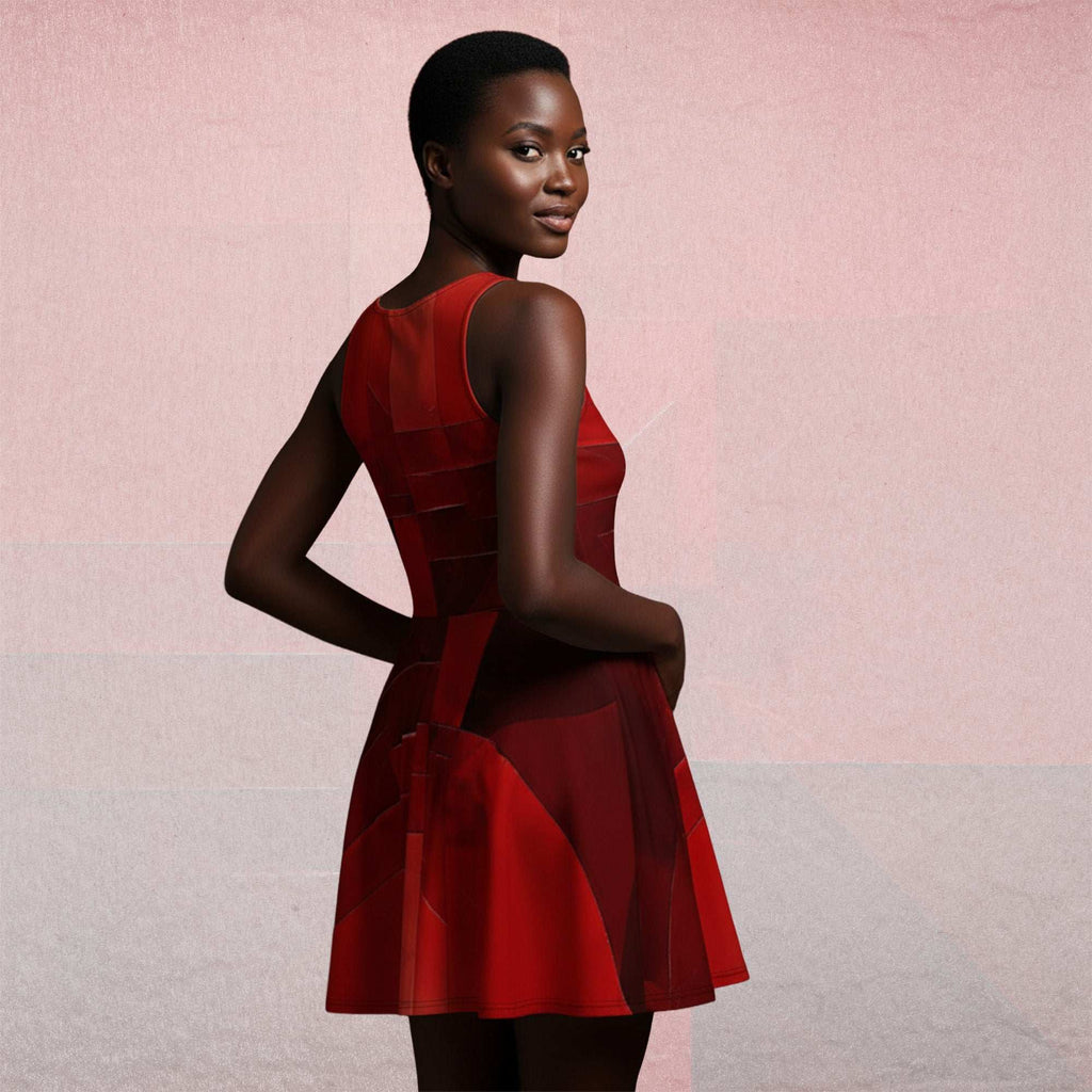 Women's Deep Red Skater Dress (No.10)