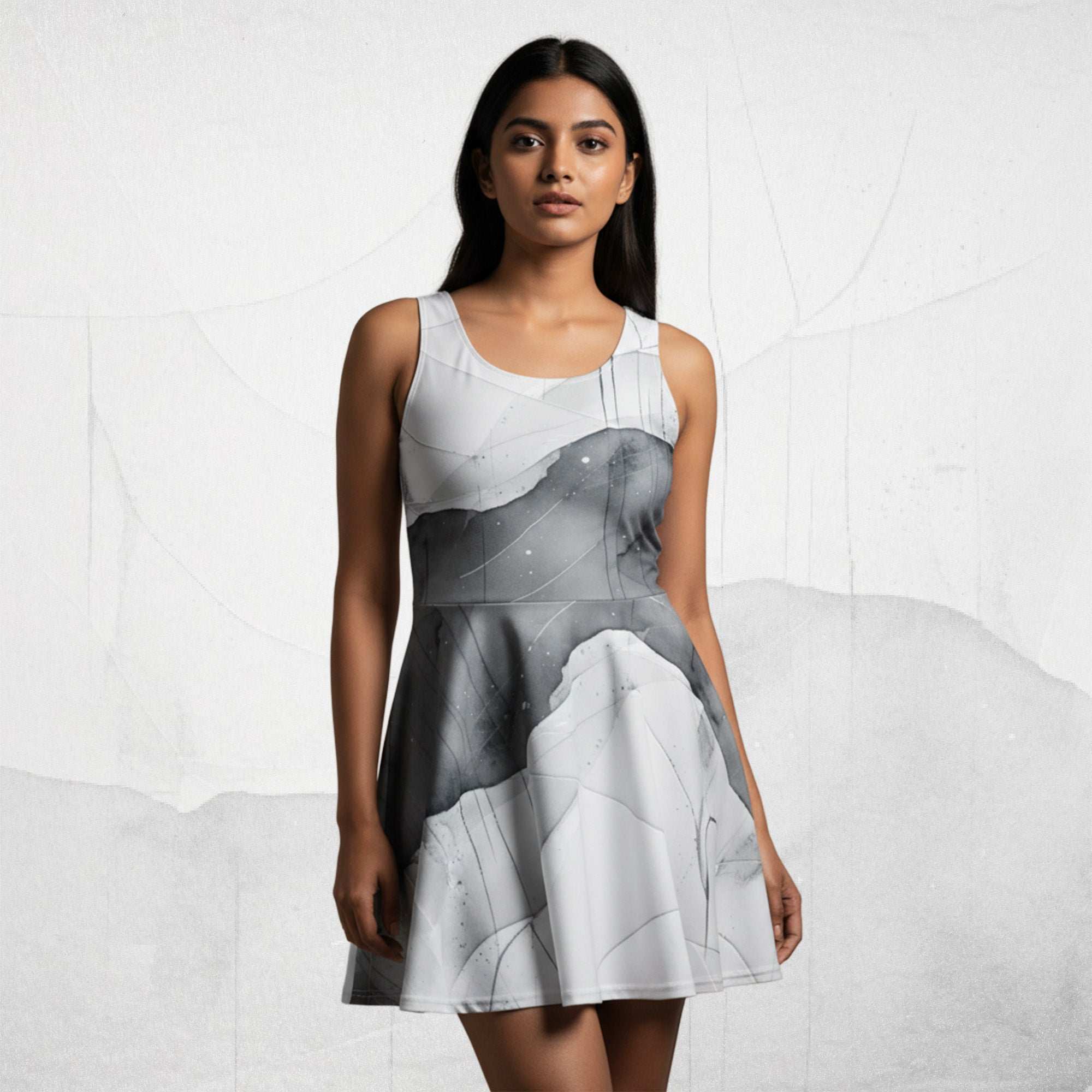Women's Deep White Skater Dress (No.03)