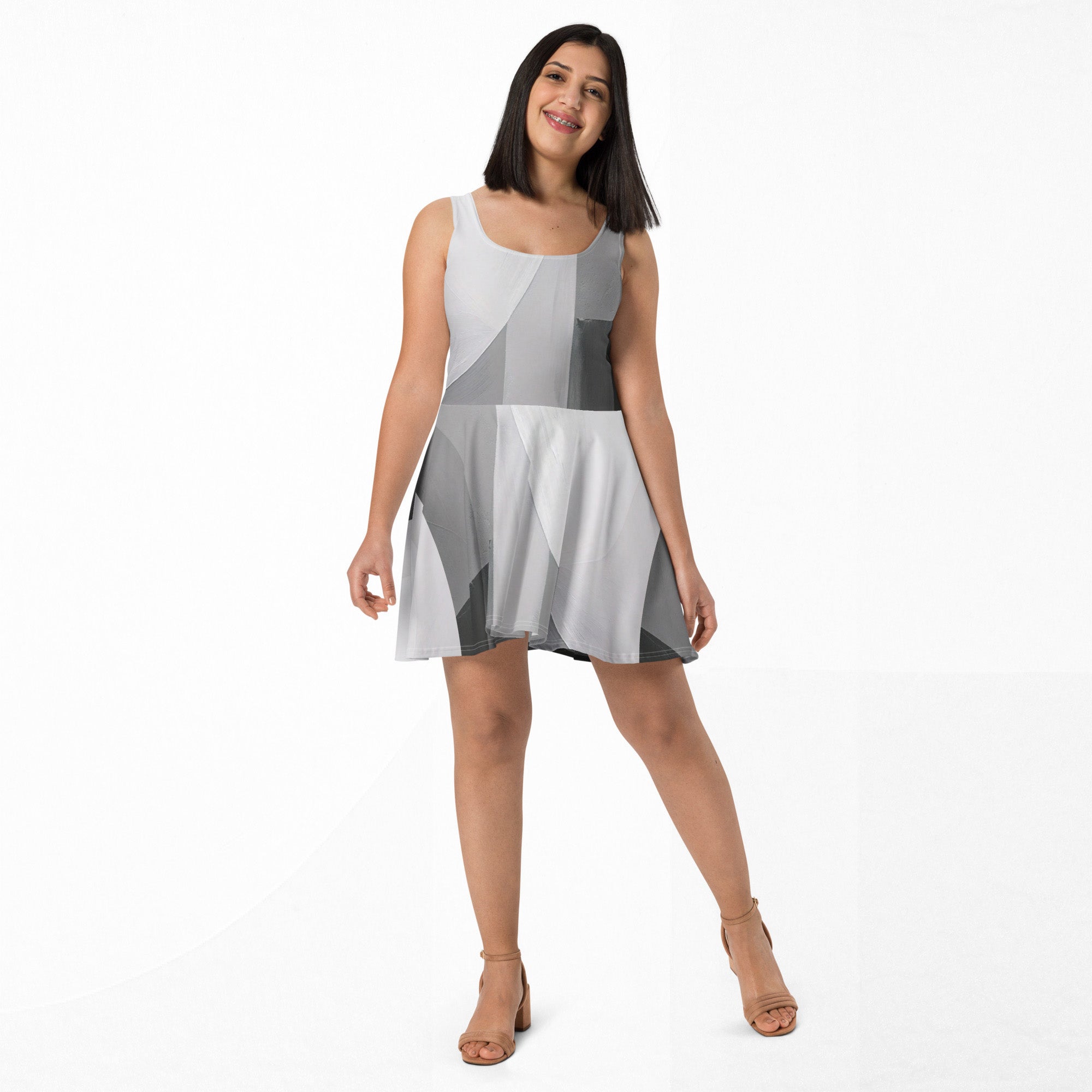 Women's Deep White Skater Dress (No.04)