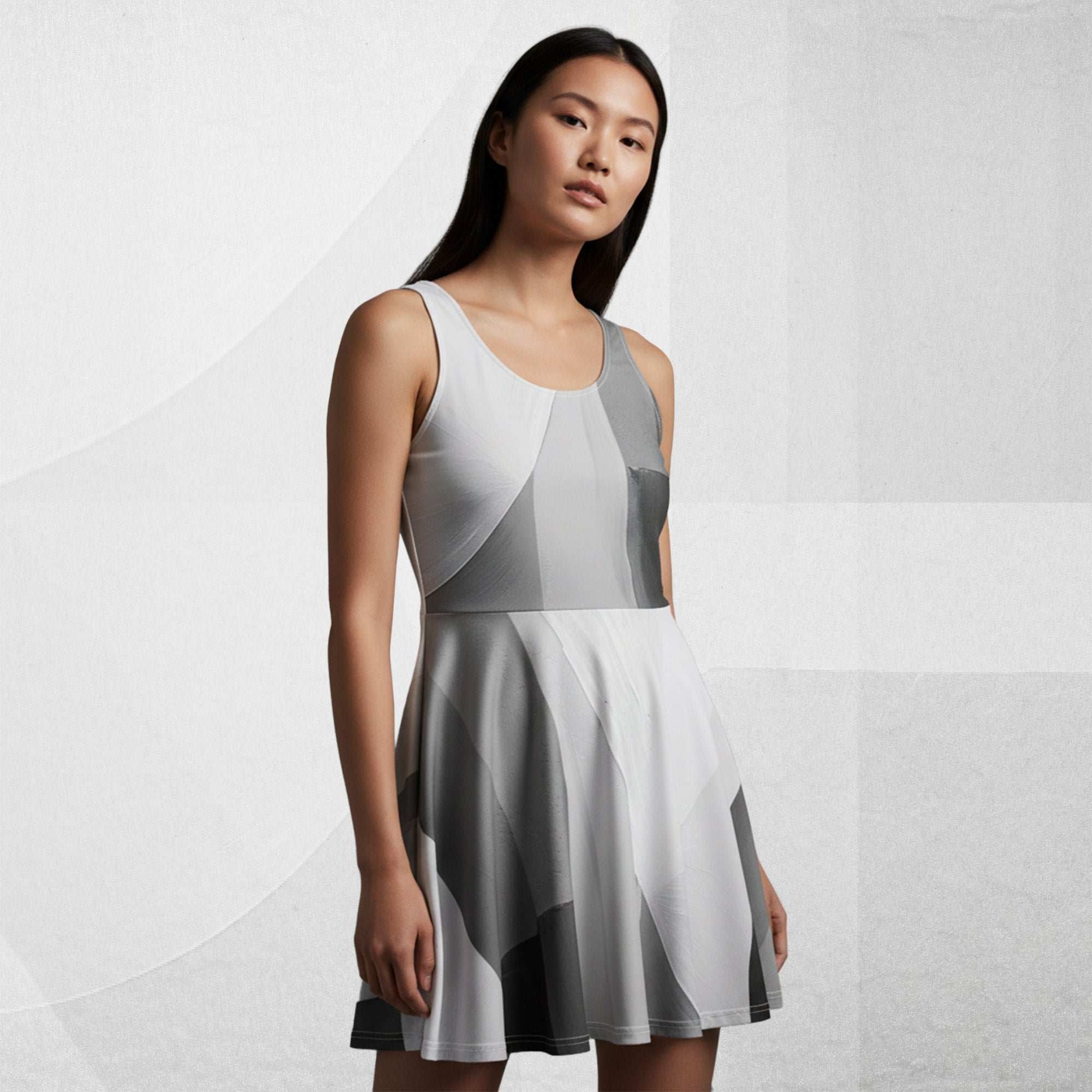 Women's Deep White Skater Dress (No.04)