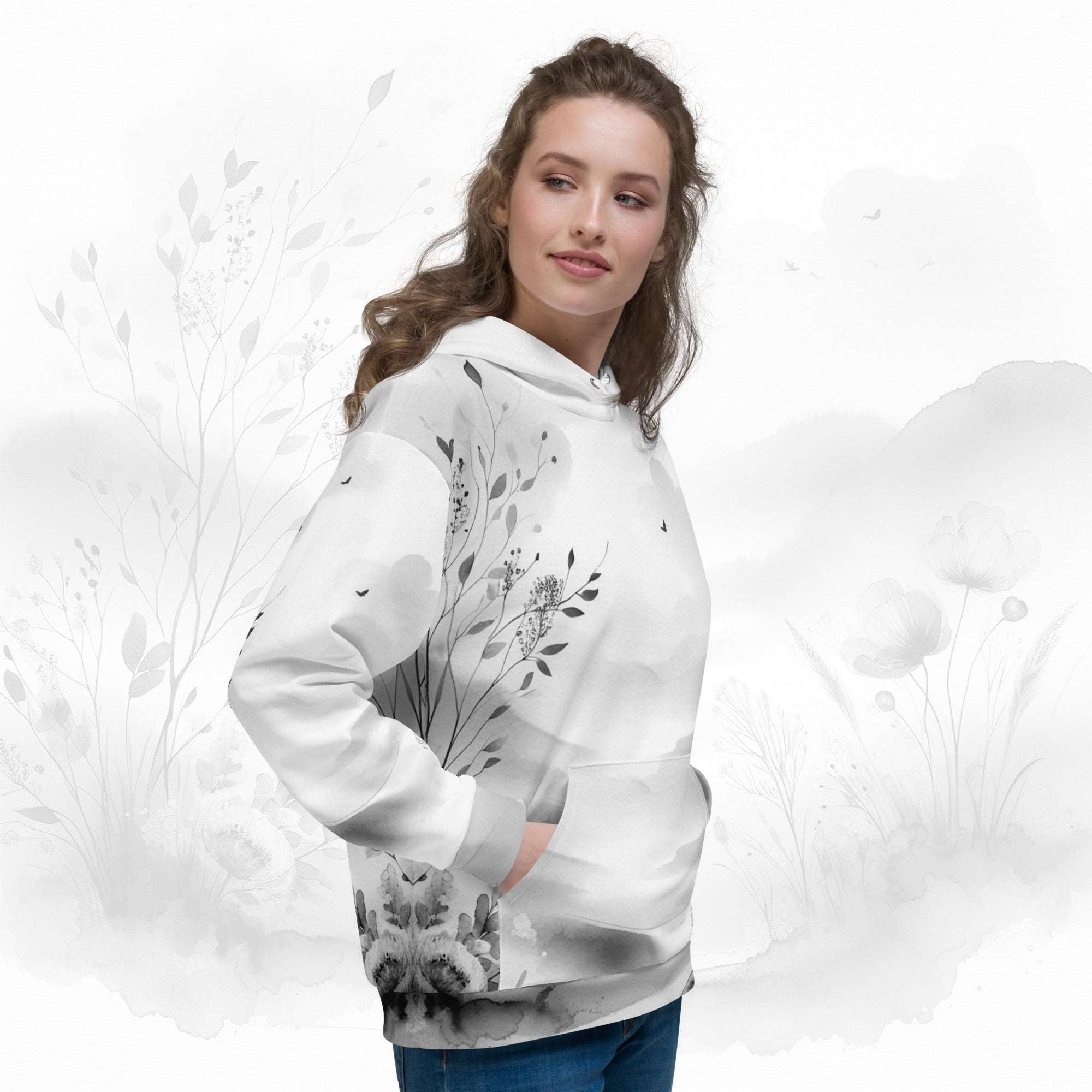 Women's Watercolour-Print Muse Hoodie (No.02)