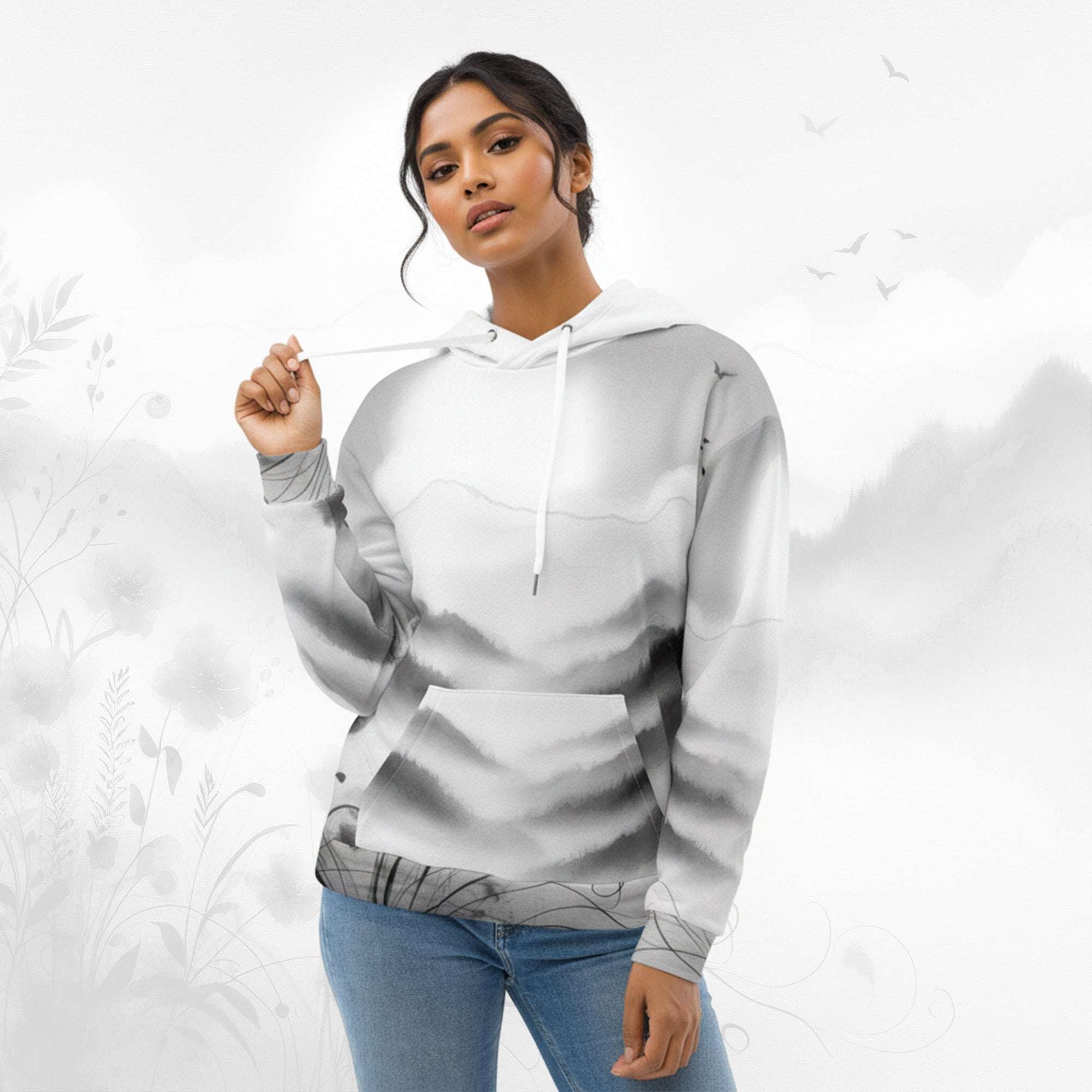 Women's Watercolour-Print Muse Hoodie (No.03)