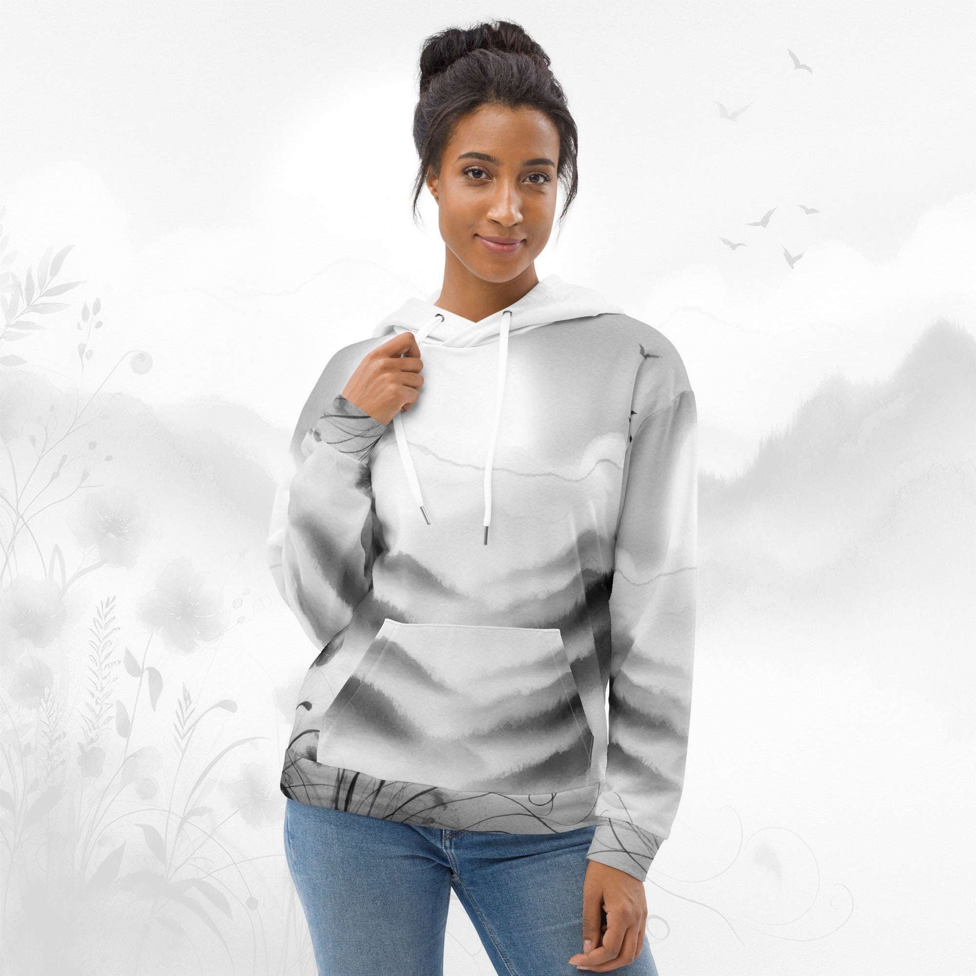 Women's Watercolour-Print Muse Hoodie (No.03)