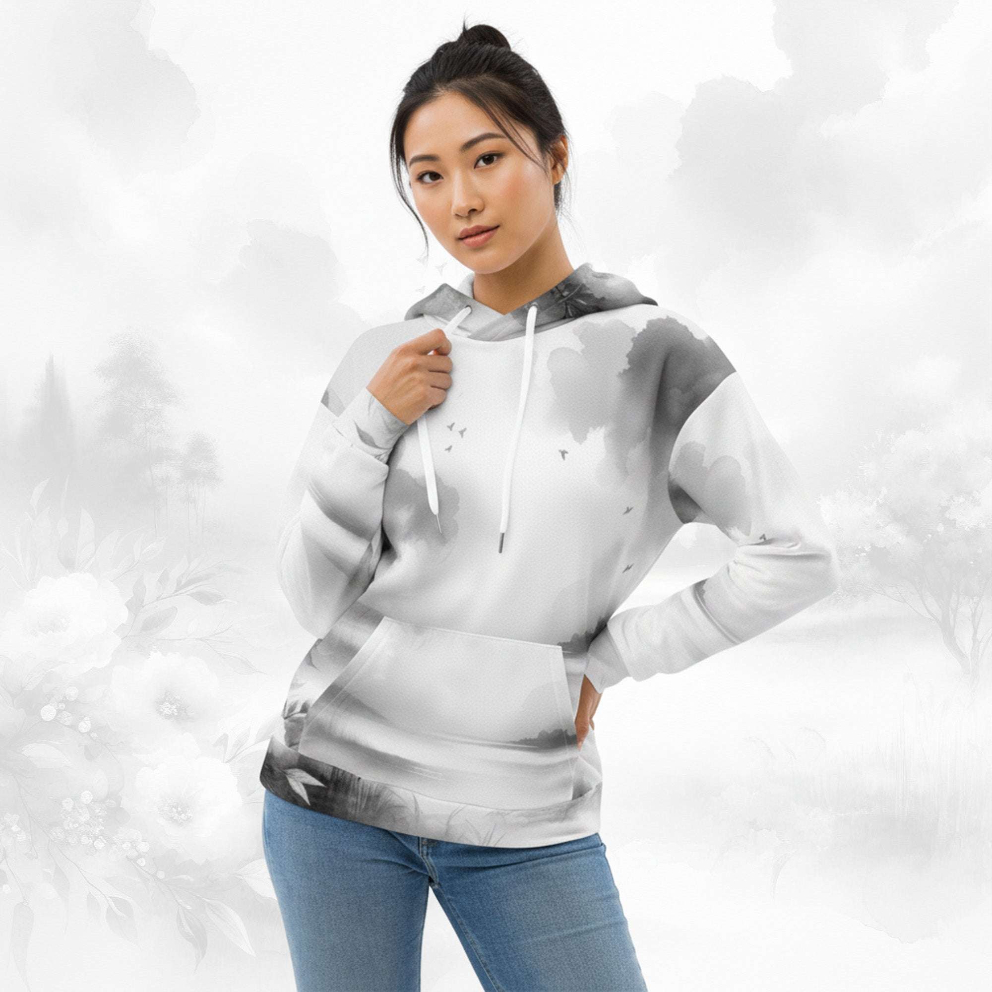 Women's Watercolour-Print Muse Hoodie (No.04)