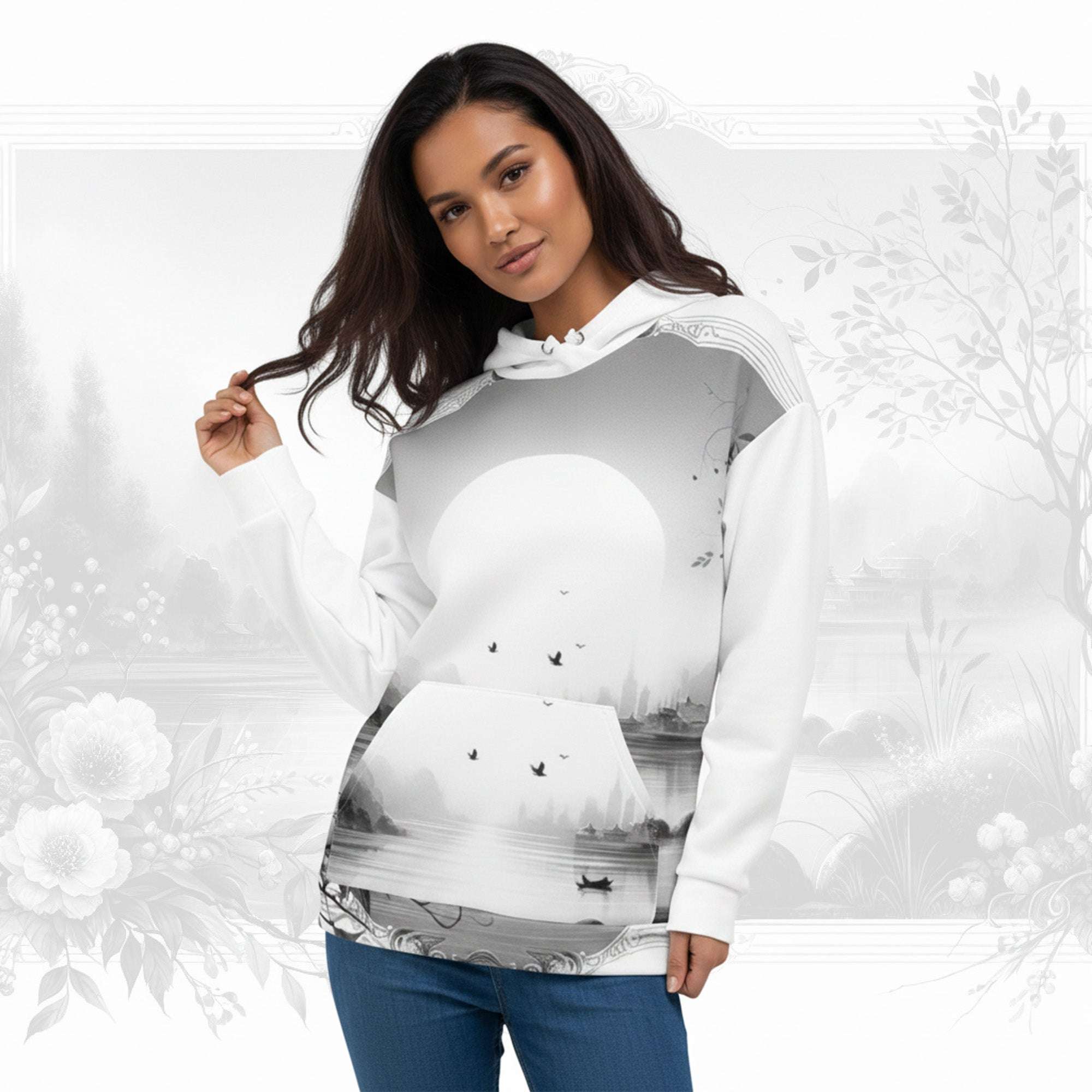 Women's Watercolour-Print Muse Hoodie (No.07)