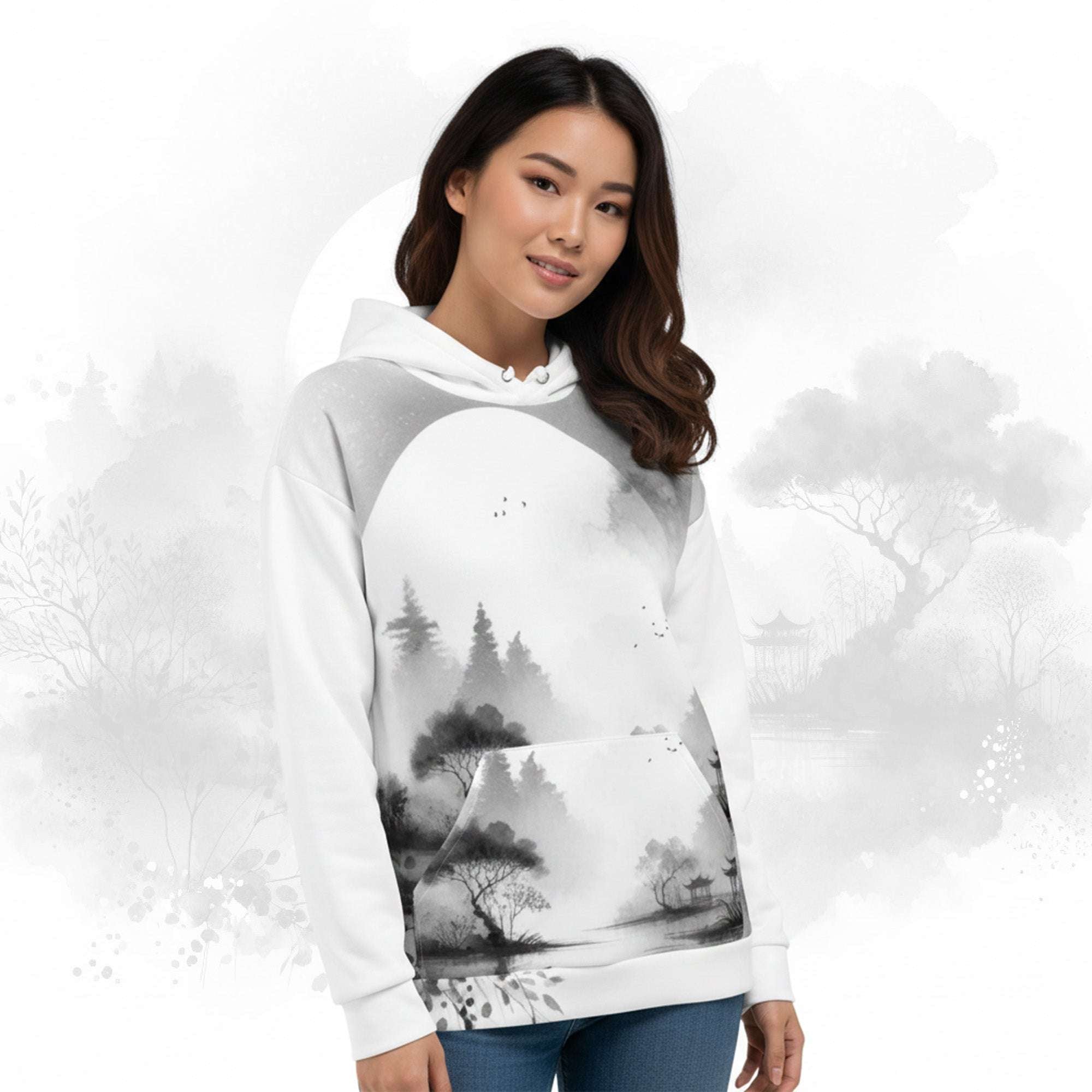 Women's Watercolour-Print Muse Hoodie (No.08)
