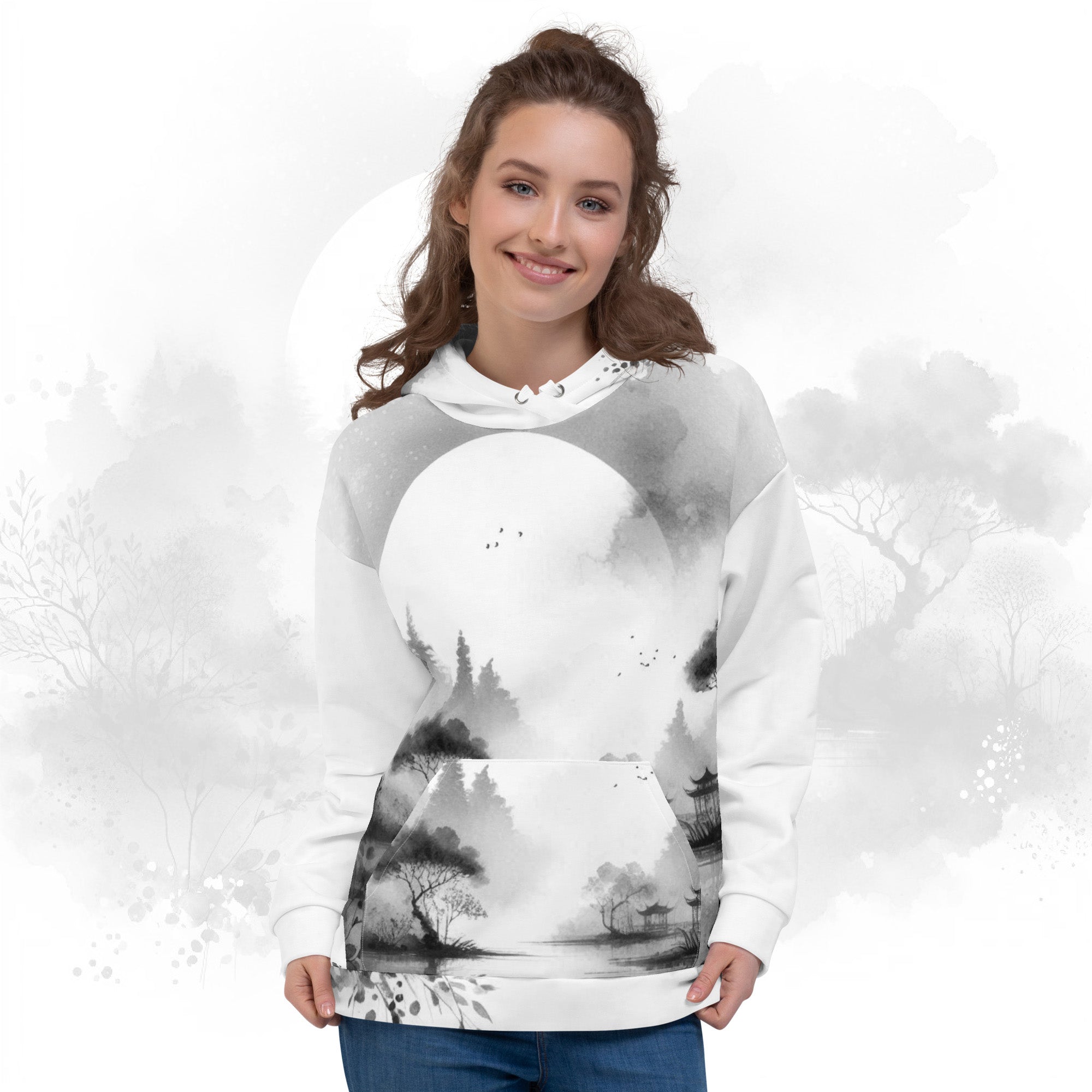 Women's Watercolour-Print Muse Hoodie (No.08)