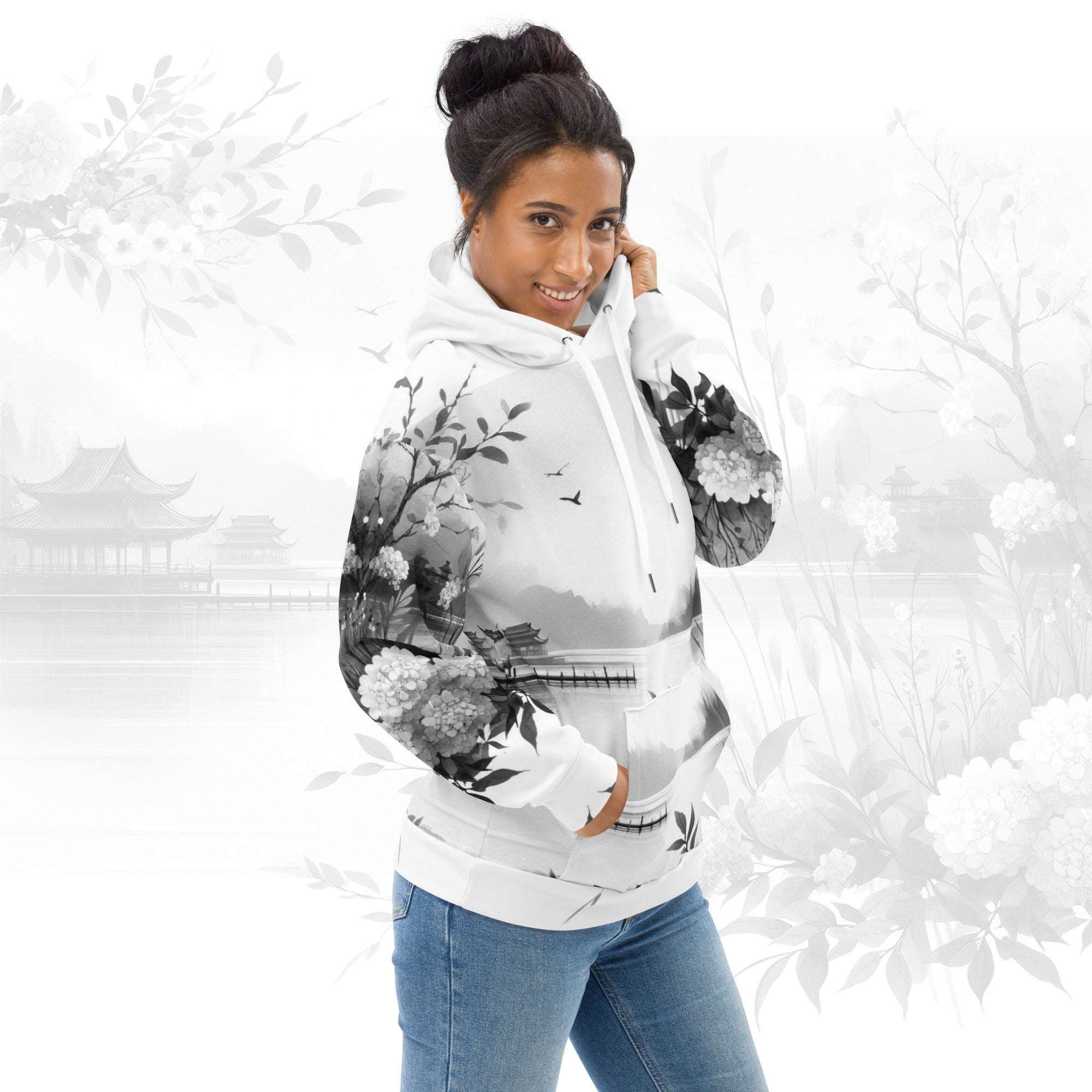 Women's Watercolour-Print Muse Hoodie (No.09)