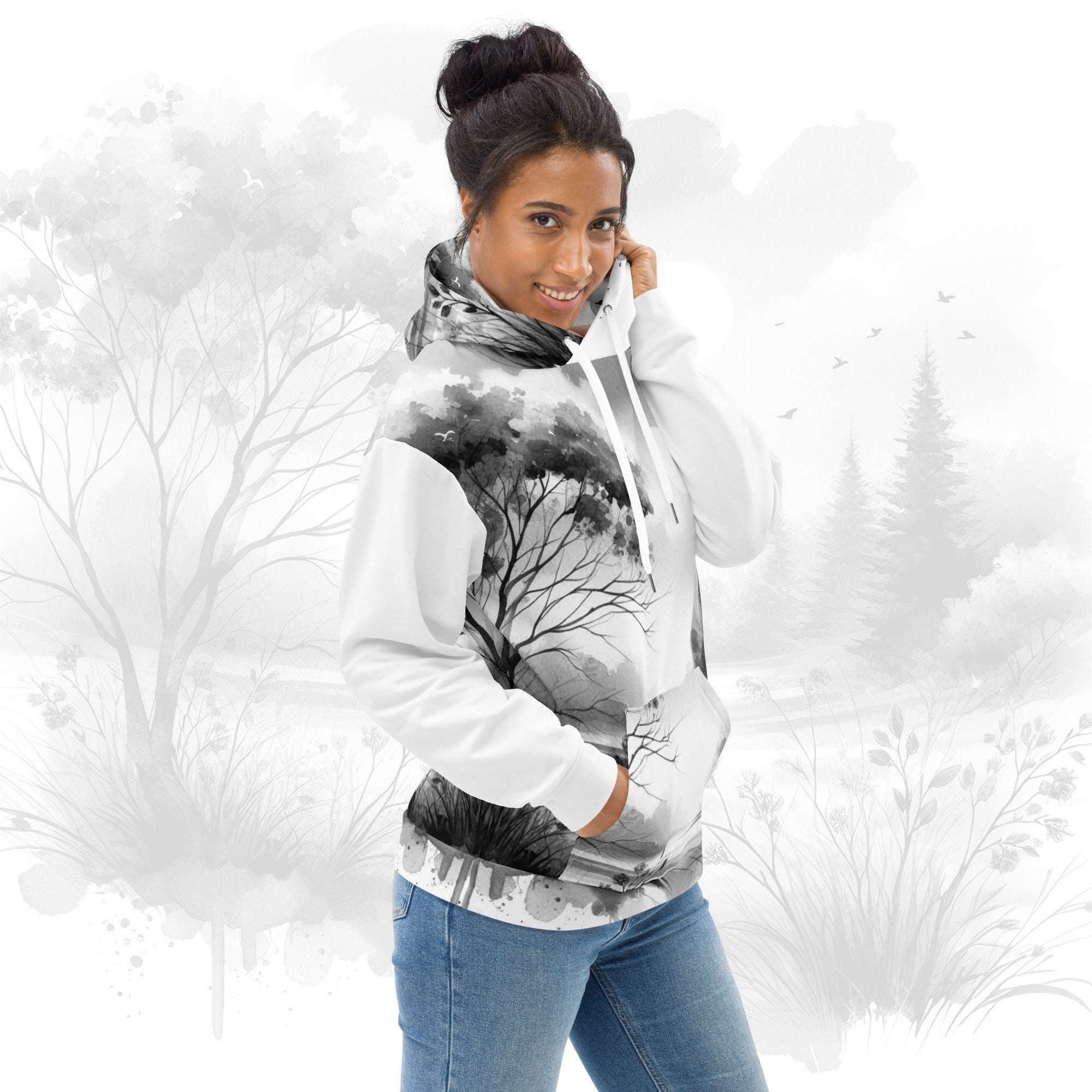 Women's Watercolour-Print Muse Hoodie (No.10)