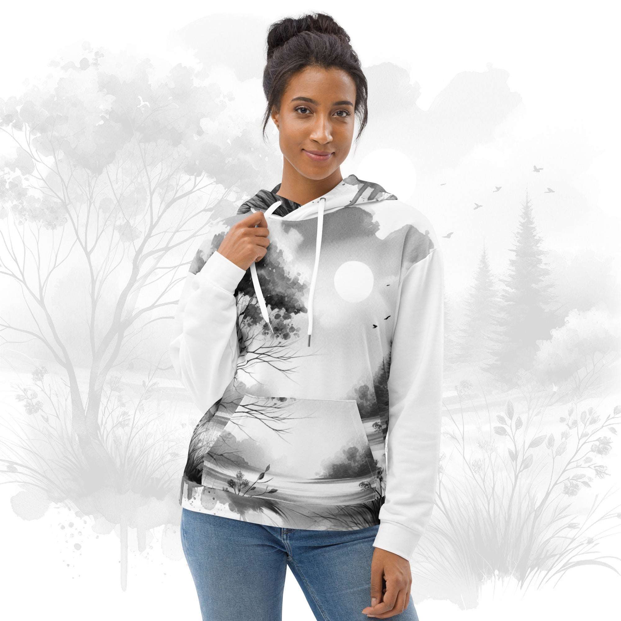 Women's Watercolour-Print Muse Hoodie (No.10)