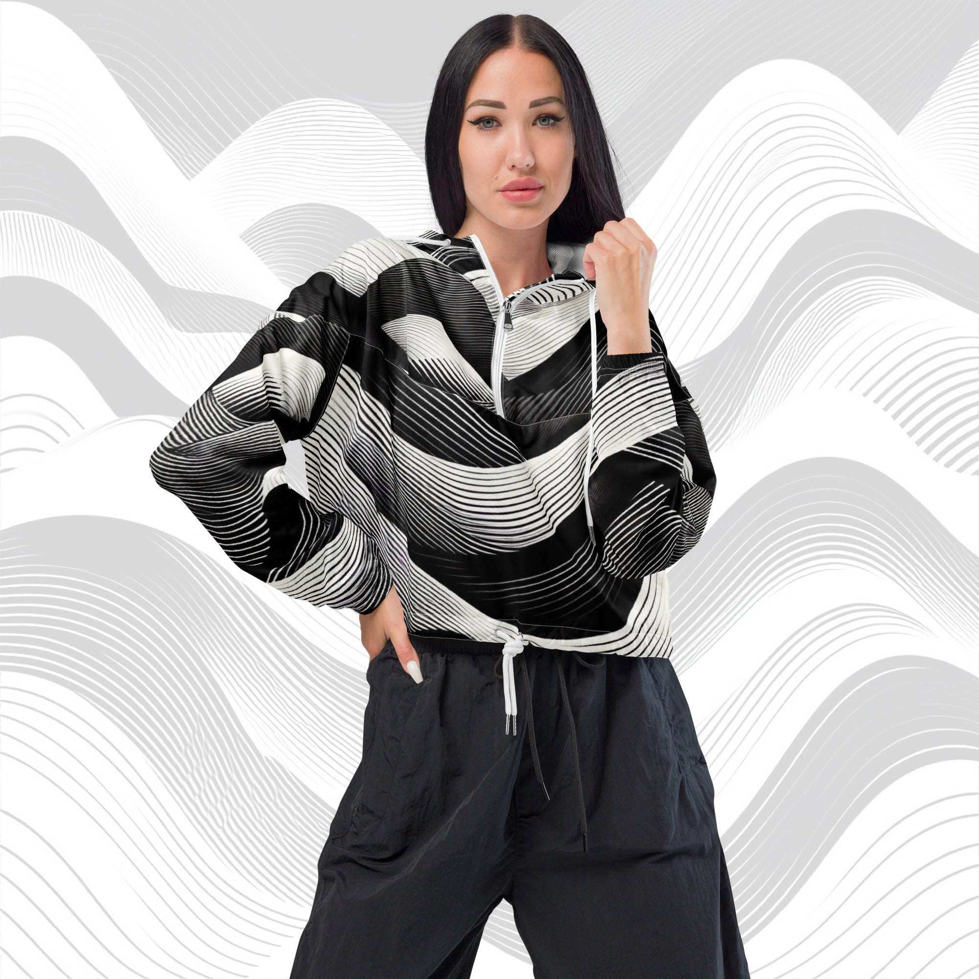 Women's ICN Cropped Windbreaker Print (No.02)