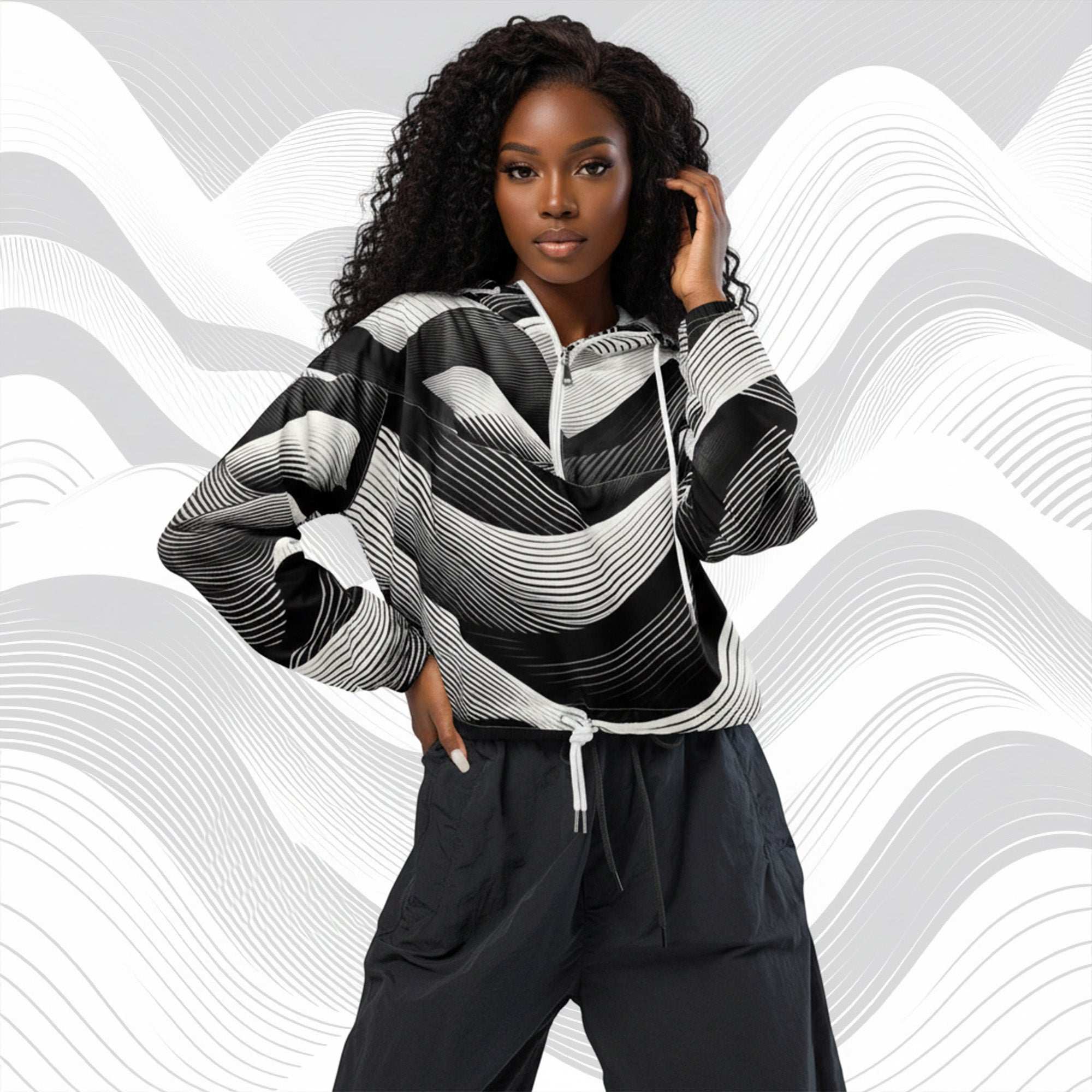 Women's ICN Cropped Windbreaker Print (No.02)