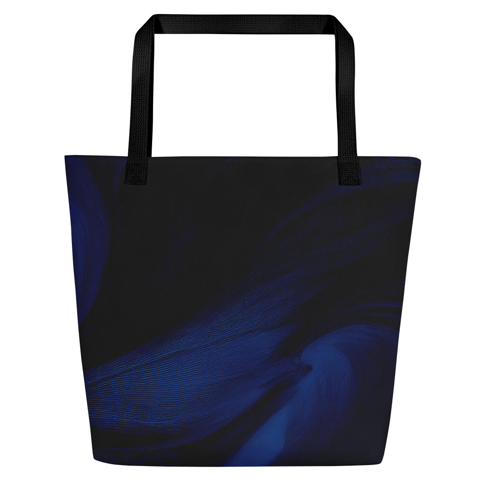 Back view of the Sky & Sea Tote Bag, fabric tote bag featuring a calm sky-and-sea gradient print centred on the front with clean edges and sturdy woven handles from Form Finding Design.