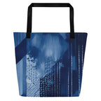 Back view of the Sky & Sea Tote Bag (No.02), fabric tote bag featuring a calm sky-and-sea gradient print centred on the front with clean edges and sturdy woven handles from Form Finding Design.