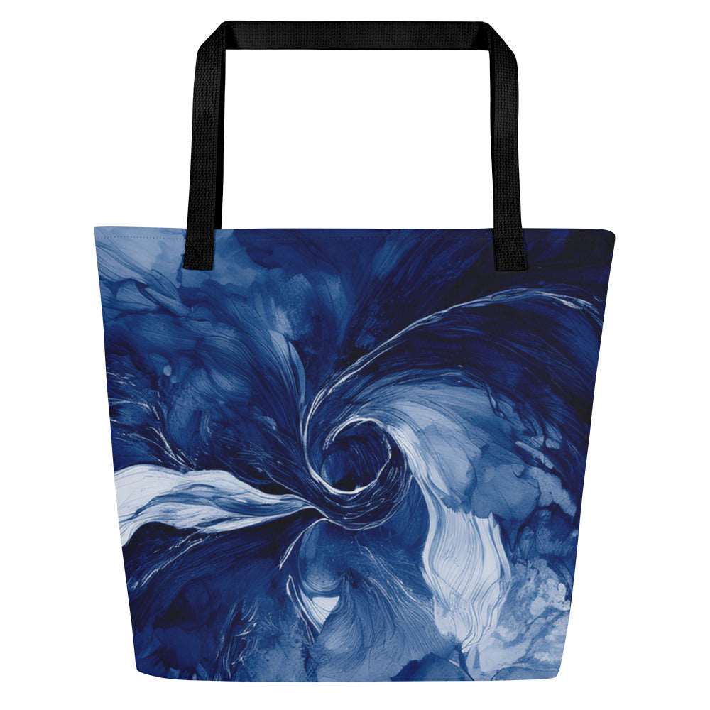 Back view of the Sky & Sea Tote Bag (No.05), fabric tote bag featuring a calm sky-and-sea gradient print centred on the front with clean edges and sturdy woven handles from Form Finding Design.