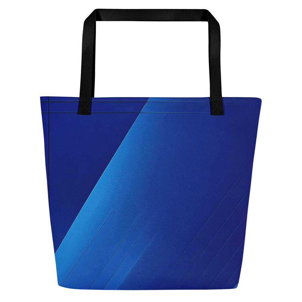 Back view of the Sky & Sea Tote Bag (No.07), fabric tote bag featuring a calm sky-and-sea gradient print centred on the front with clean edges and sturdy woven handles from Form Finding Design.