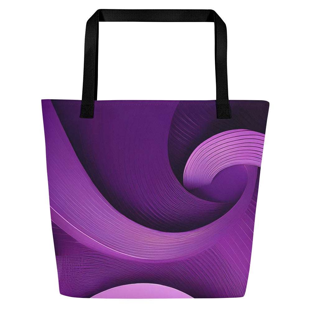 Back view of the Violet Voyager Tote Bag (No.06), fabric tote bag featuring a rich violet-themed designer print centred on the panel with sturdy woven handles, ideal for daily carry and creative streetwear from Form Finding Design.