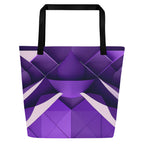Back view of the Violet Voyager Tote Bag (No.07), fabric tote bag featuring a rich violet-themed designer print centred on the panel with sturdy woven handles, ideal for daily carry and creative streetwear from Form Finding Design.