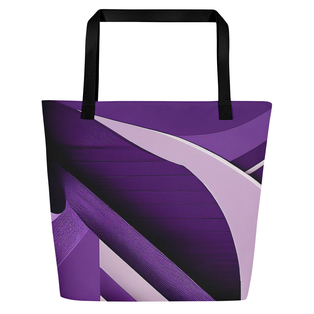 Back view of the Violet Voyager Tote Bag (No.08), fabric tote bag featuring a rich violet-themed designer print centred on the panel with sturdy woven handles, ideal for daily carry and creative streetwear from Form Finding Design.