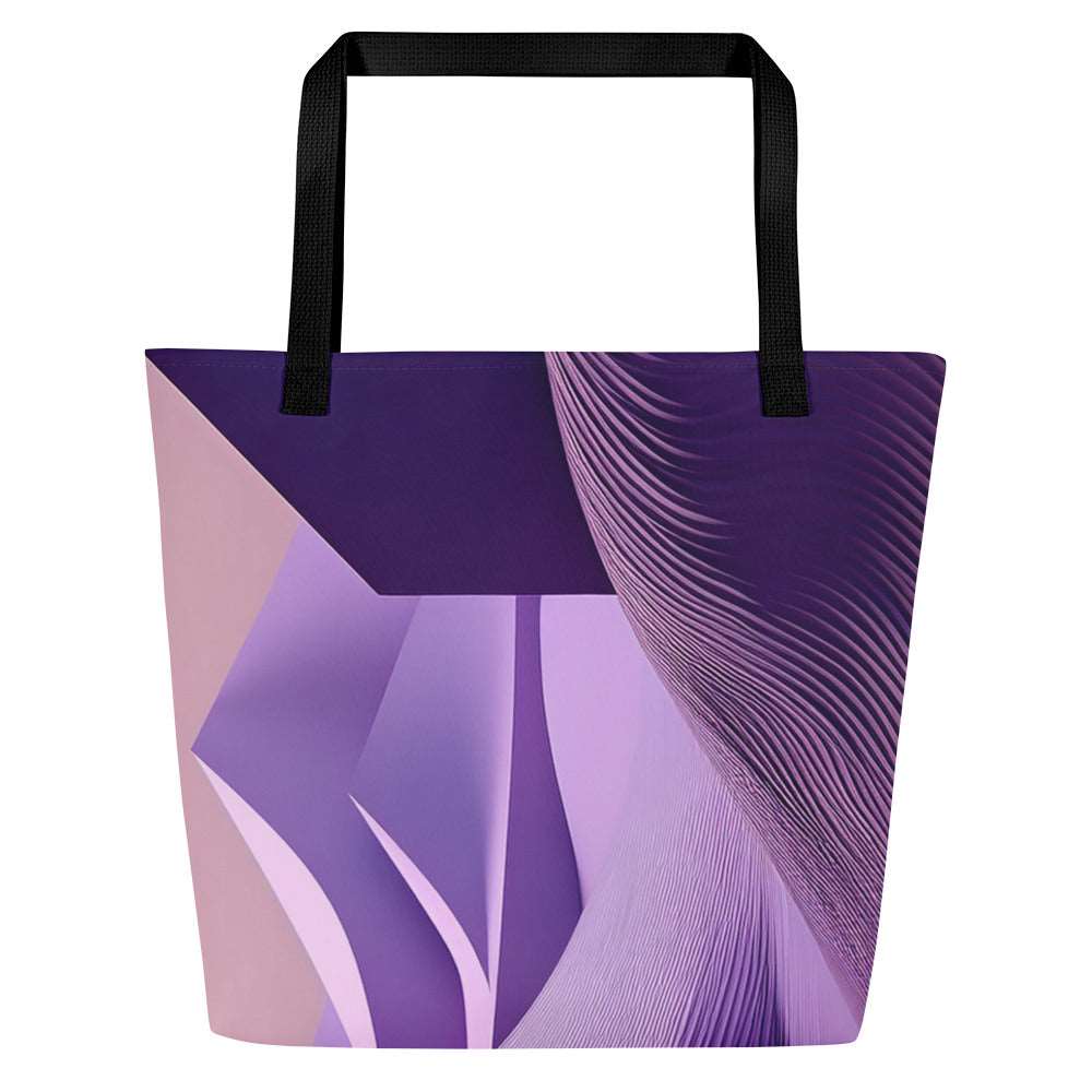 Back view of the Violet Voyager Tote Bag (No.09), fabric tote bag featuring a rich violet-themed designer print centred on the panel with sturdy woven handles, ideal for daily carry and creative streetwear from Form Finding Design.