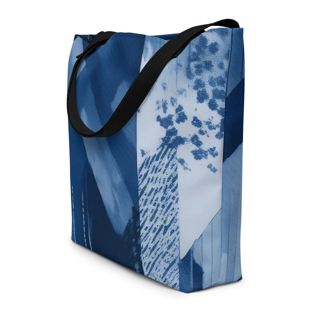 Sky & Sea Tote Bag (No.02), modern designer-infused tote bag styled as a daily carry-all, with long handles and a tranquil sky-and-sea themed print that adds a soft pop of colour to casual outfits from Form Finding Design.