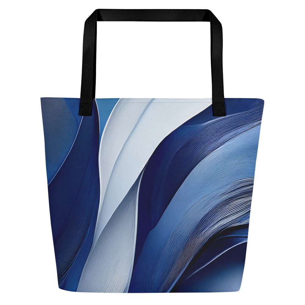 Sky & Sea Tote Bag (No.03) by Form Finding Design, minimalist rectangular designer tote bag with a soft sky-and-sea inspired abstract print on the front panel and long shoulder handles on a neutral background.