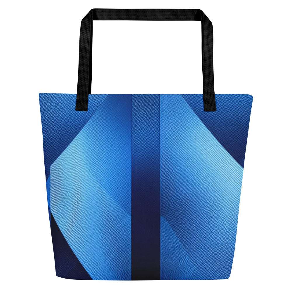 Sky & Sea Tote Bag (No.04) by Form Finding Design, minimalist rectangular designer tote bag with a soft sky-and-sea inspired abstract print on the front panel and long shoulder handles on a neutral background.