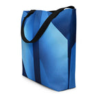 Sky & Sea Tote Bag (No.04), modern designer-infused tote bag styled as a daily carry-all, with long handles and a tranquil sky-and-sea themed print that adds a soft pop of colour to casual outfits from Form Finding Design.