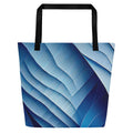 Sky & Sea Tote Bag (No.06) by Form Finding Design, minimalist rectangular designer tote bag with a soft sky-and-sea inspired abstract print on the front panel and long shoulder handles on a neutral background.