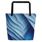 Sky & Sea Tote Bag (No.06) by Form Finding Design, minimalist rectangular designer tote bag with a soft sky-and-sea inspired abstract print on the front panel and long shoulder handles on a neutral background.
