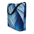 Sky & Sea Tote Bag (No.06), modern designer-infused tote bag styled as a daily carry-all, with long handles and a tranquil sky-and-sea themed print that adds a soft pop of colour to casual outfits from Form Finding Design.