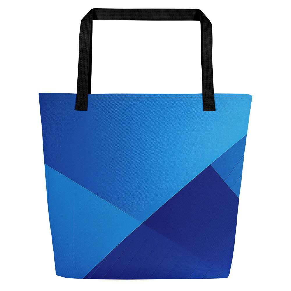 Sky & Sea Tote Bag (No.07) by Form Finding Design, minimalist rectangular designer tote bag with a soft sky-and-sea inspired abstract print on the front panel and long shoulder handles on a neutral background.