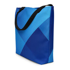 Sky & Sea Tote Bag (No.07), modern designer-infused tote bag styled as a daily carry-all, with long handles and a tranquil sky-and-sea themed print that adds a soft pop of colour to casual outfits from Form Finding Design.