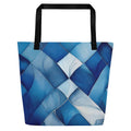 Sky & Sea Tote Bag (No.08) by Form Finding Design, minimalist rectangular designer tote bag with a soft sky-and-sea inspired abstract print on the front panel and long shoulder handles on a neutral background.
