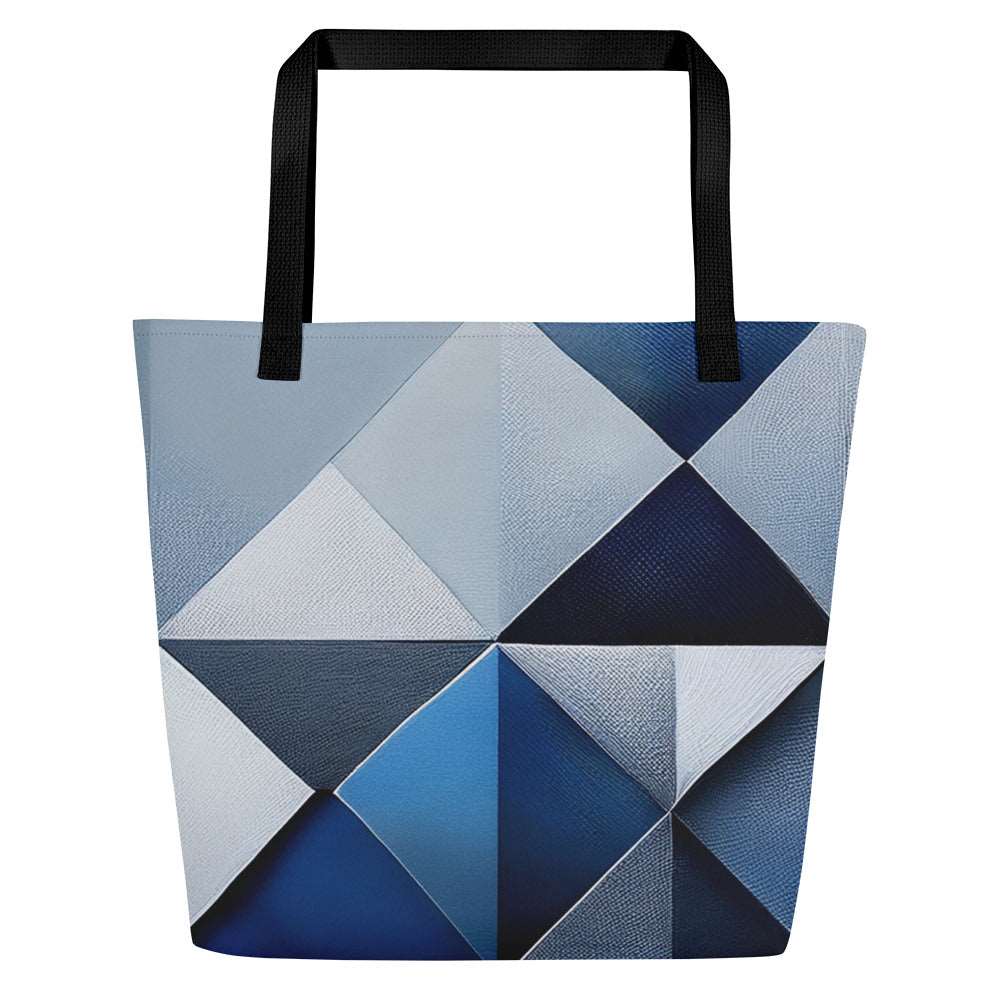 Sky & Sea Tote Bag (No.09) by Form Finding Design, minimalist rectangular designer tote bag with a soft sky-and-sea inspired abstract print on the front panel and long shoulder handles on a neutral background.