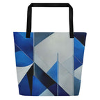 Sky & Sea Tote Bag (No.10) by Form Finding Design, minimalist rectangular designer tote bag with a soft sky-and-sea inspired abstract print on the front panel and long shoulder handles on a neutral background.