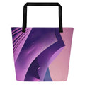 Violet Voyager Tote Bag (No.02) by Form Finding Design, rectangular tote bag with a deep violet gradient and abstract “voyager” print on the front panel, long tote handles and minimalist modern silhouette on a neutral background.