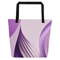 Violet Voyager Tote Bag (No.03) by Form Finding Design, rectangular tote bag with a deep violet gradient and abstract “voyager” print on the front panel, long tote handles and minimalist modern silhouette on a neutral background.