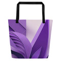 Violet Voyager Tote Bag (No.04) by Form Finding Design, rectangular tote bag with a deep violet gradient and abstract “voyager” print on the front panel, long tote handles and minimalist modern silhouette on a neutral background.