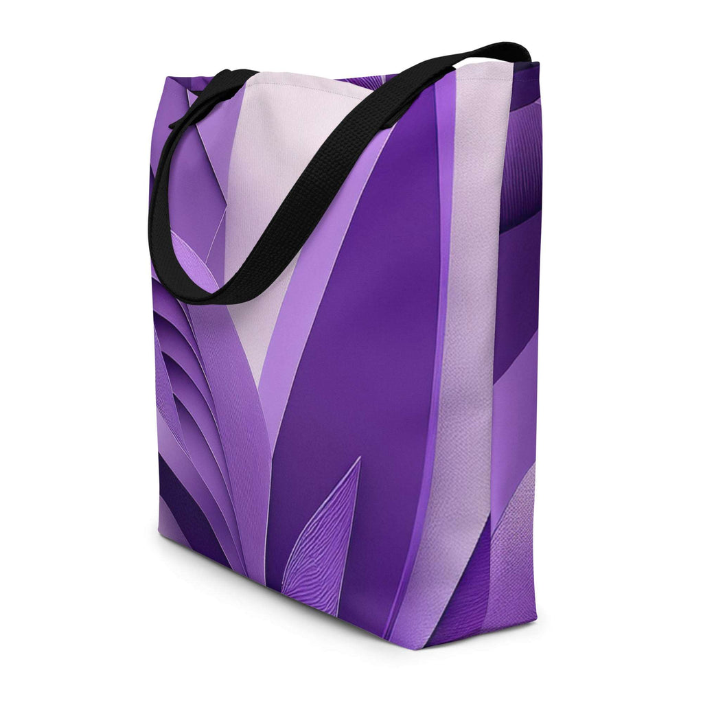 Violet Voyager Tote Bag (No.04) lifestyle mockup everyday bag, featuring bold violet voyager print, long handles and spacious design for books, laptop or essentials — modern designer tote by Form Finding Design.