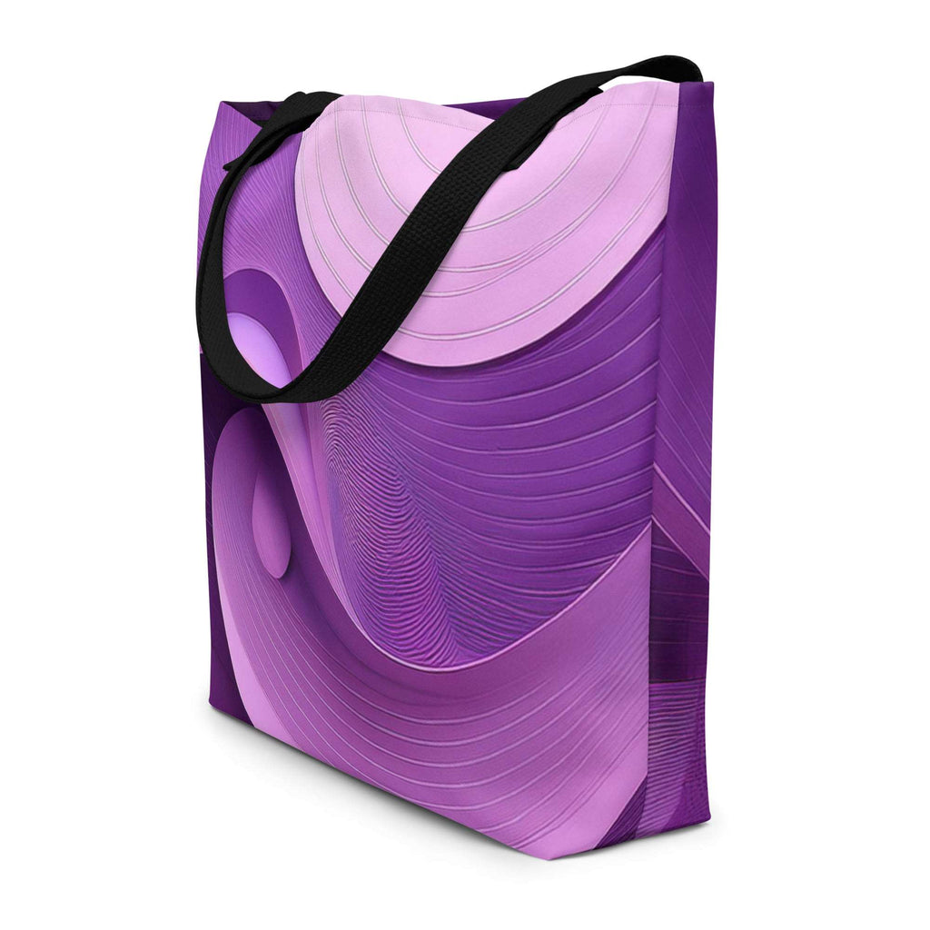Violet Voyager Tote Bag (No.06) lifestyle mockup everyday bag, featuring bold violet voyager print, long handles and spacious design for books, laptop or essentials — modern designer tote by Form Finding Design.
