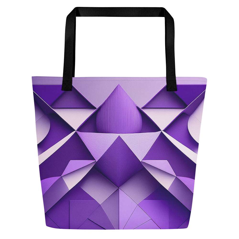 Violet Voyager Tote Bag (No.07) by Form Finding Design, rectangular tote bag with a deep violet gradient and abstract “voyager” print on the front panel, long tote handles and minimalist modern silhouette on a neutral background.