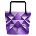 Violet Voyager Tote Bag (No.07) by Form Finding Design, rectangular tote bag with a deep violet gradient and abstract “voyager” print on the front panel, long tote handles and minimalist modern silhouette on a neutral background.