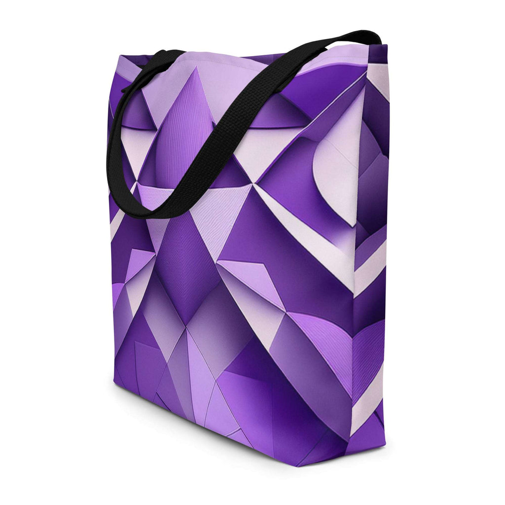 Violet Voyager Tote Bag (No.07) lifestyle mockup everyday bag, featuring bold violet voyager print, long handles and spacious design for books, laptop or essentials — modern designer tote by Form Finding Design.